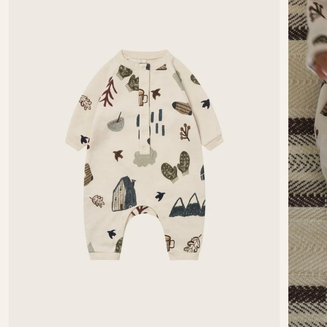 ロンパース・カバーオール organic zoo Cosy Wild Onesie Undyed 6-12