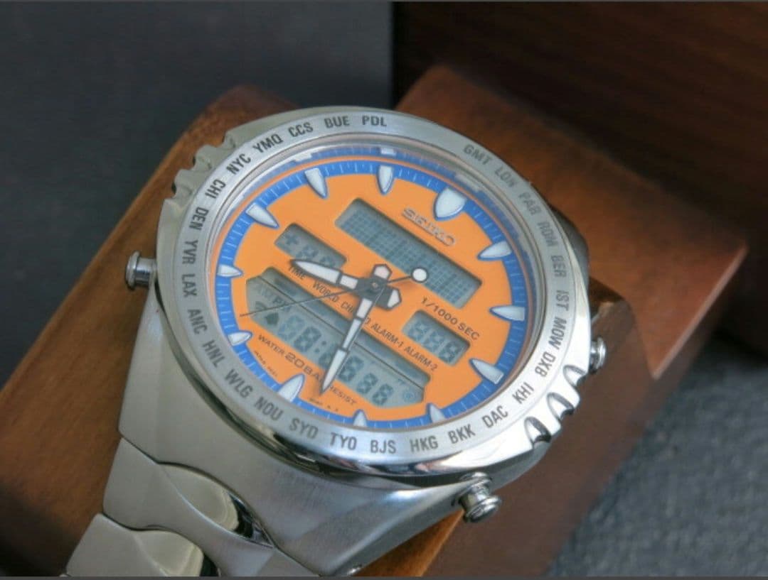 セイコー ジウジアーロ マッキナ・スポルティバ オレンジ アナデジ クロノ