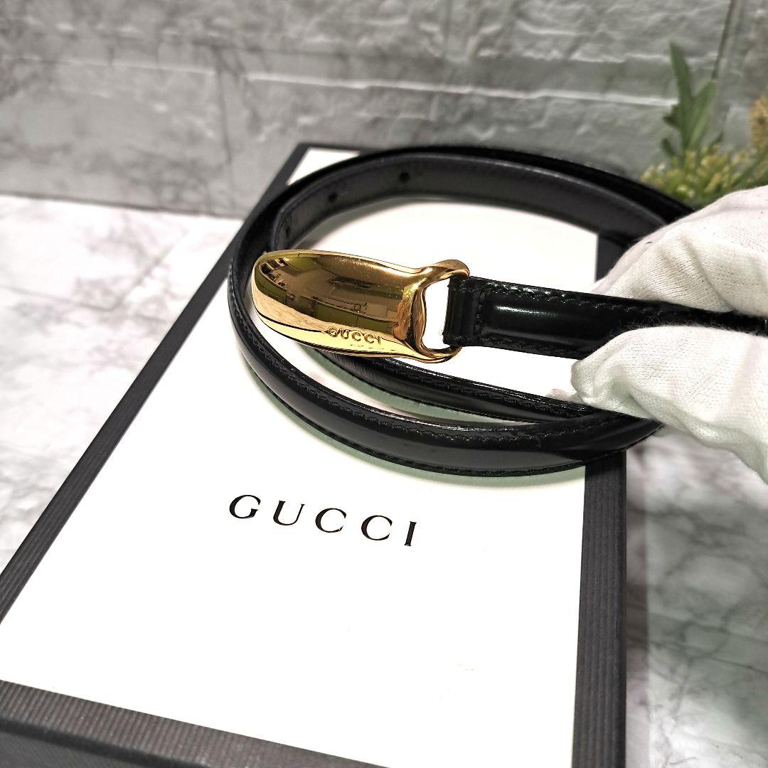 ✨️超美品✨️GUCCI グッチ ベルト ブラック レザー　 ゴールドバックル