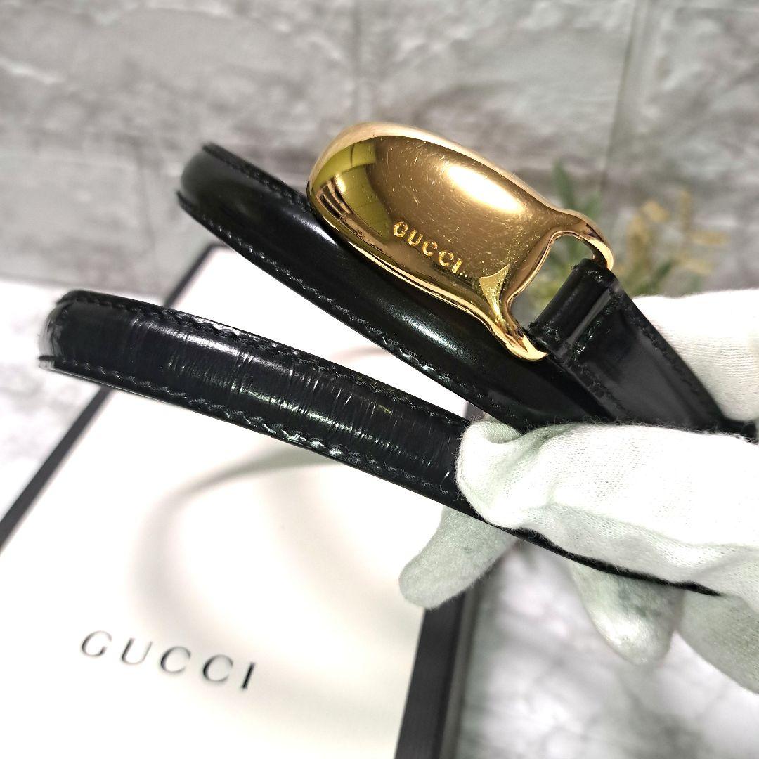 ✨️超美品✨️GUCCI グッチ ベルト ブラック レザー　 ゴールドバックル