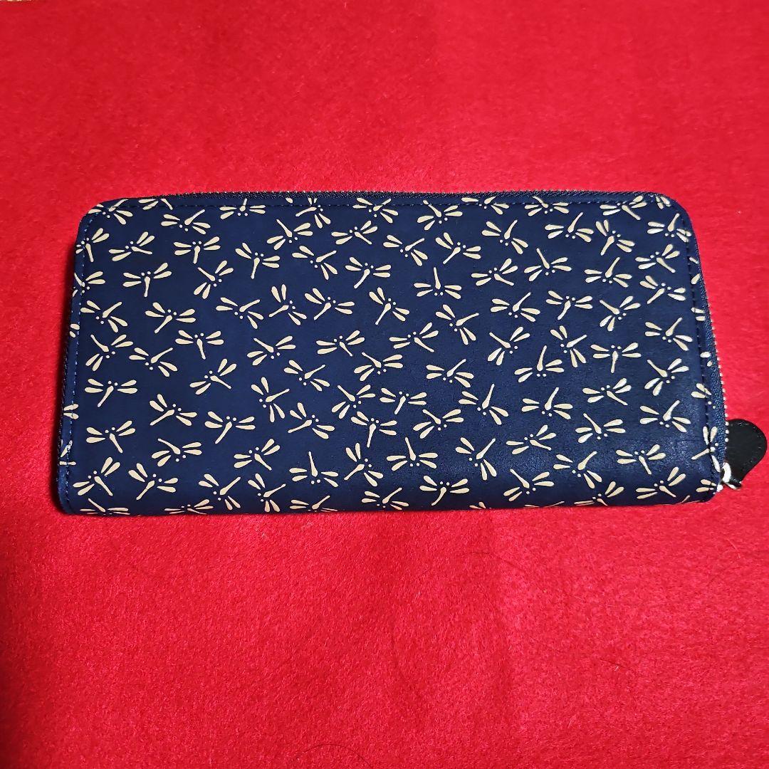 印伝鹿革トンボ柄ネイビー長財布