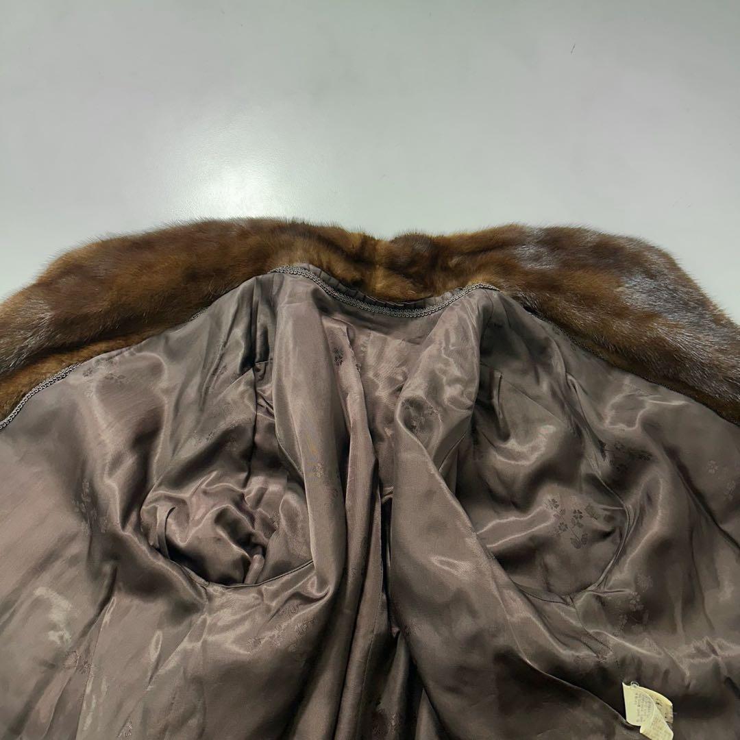 レアデザイン◎ツヤ◎色味◎デミバフミンク ファーコート 裾袖フレア クロップド丈