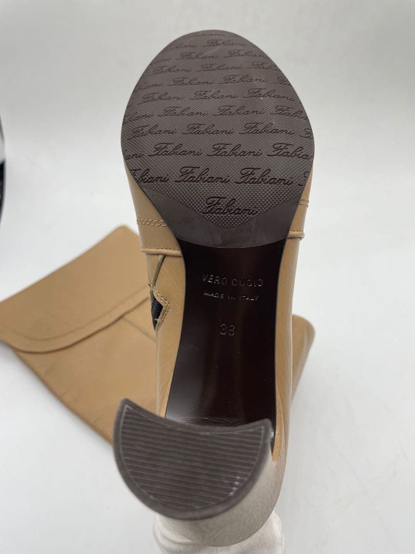 美品 Fabiani イタリア製 羊革 ロングブーツ 38 24cm ベージュ
