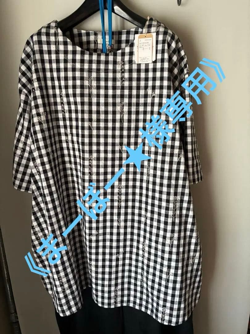 《新品》ドラッグストアーズ　fu-ai ギンガムチェック 花刺繍 チュニック