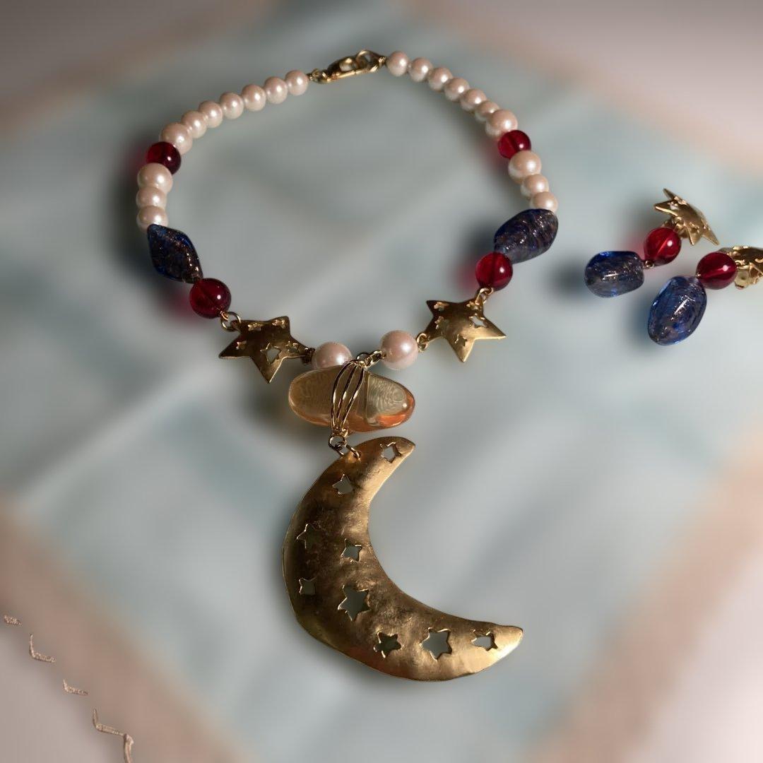 KENZO 月と星のデザイン ネックレス イヤリングセット　（63）