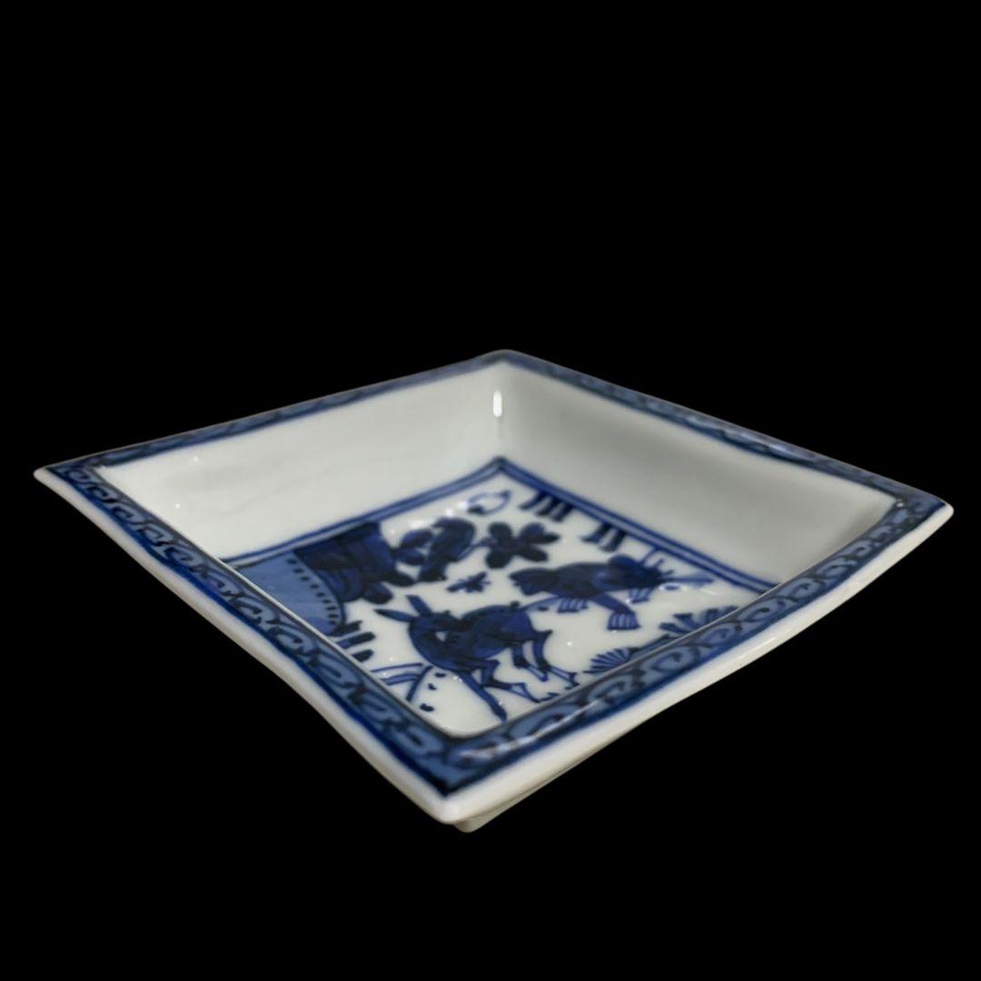 永楽善五郎 染付鹿猿四方皿 小皿 角皿 五客 永楽妙全 染付