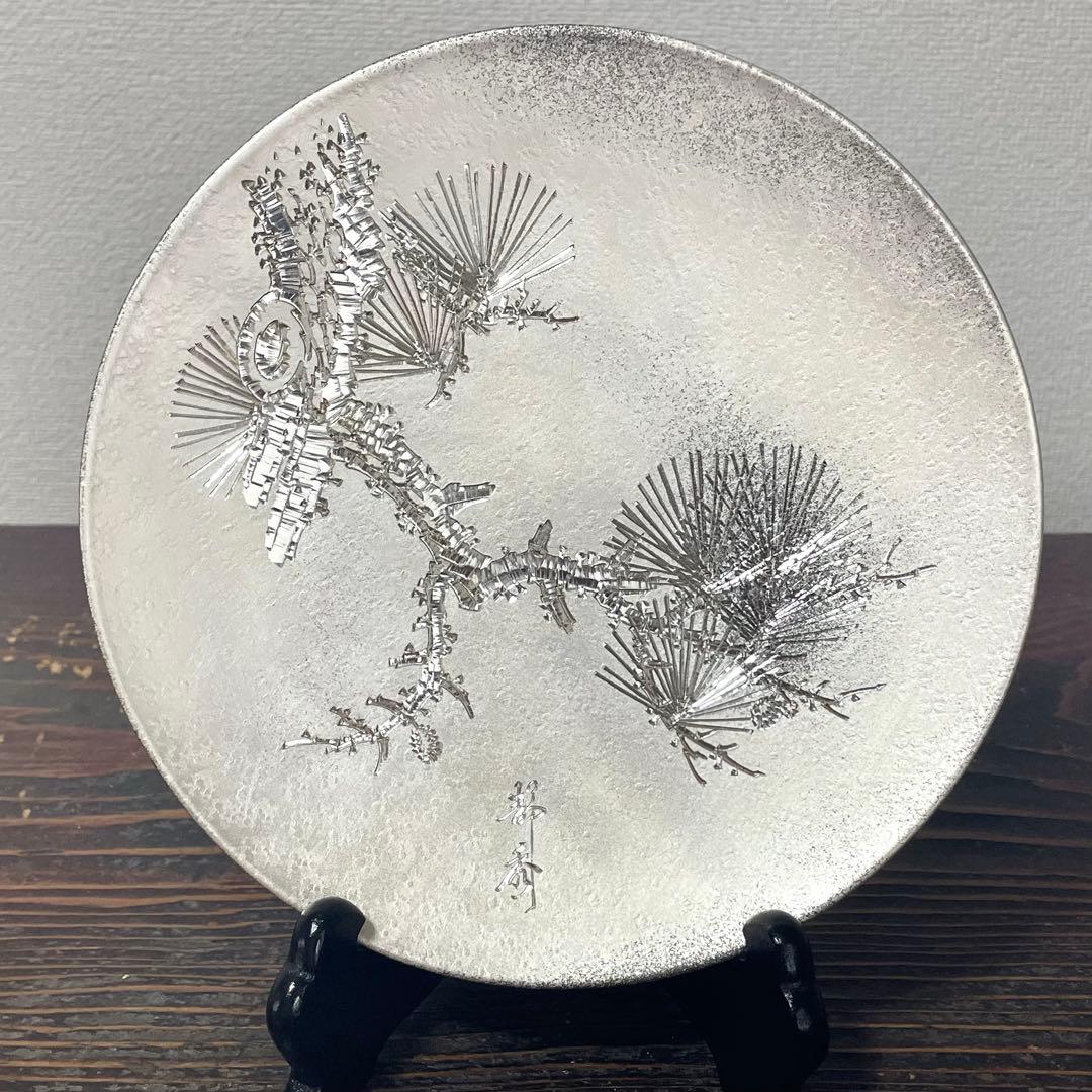 純銀製 銀皿 約240g 純銀和光 在銘 静秀 つぶし 現状品 検）銀杯 銀盃