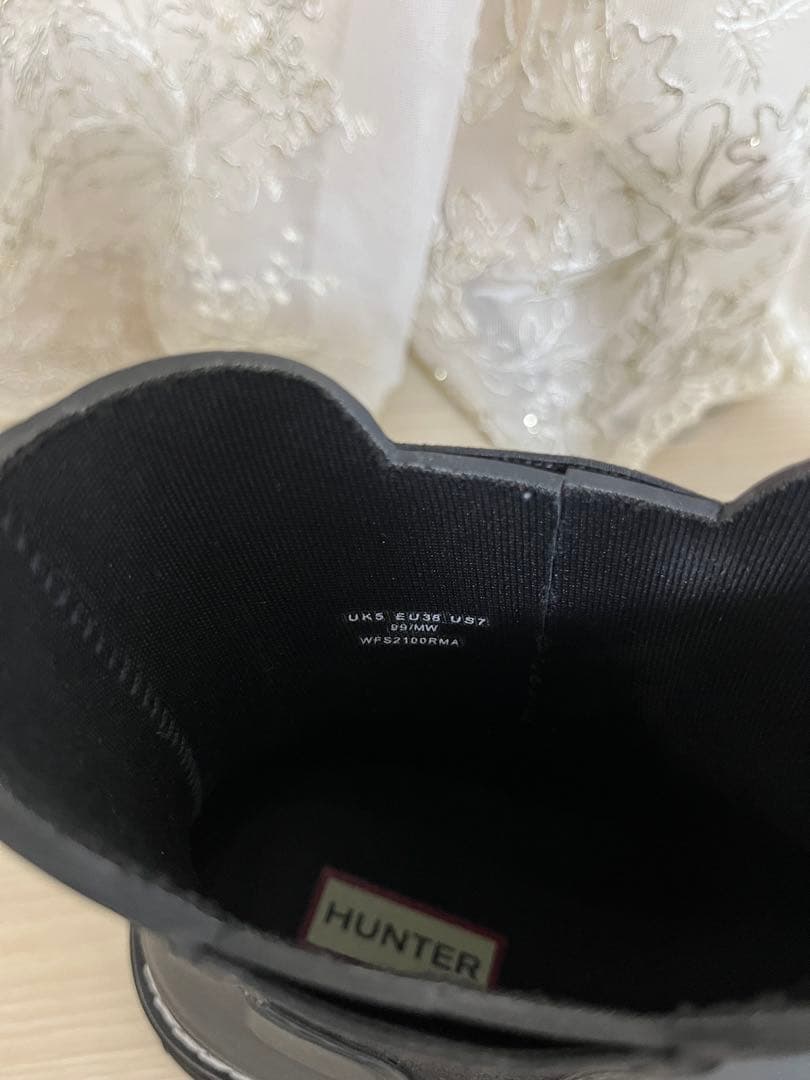 Hunterブラック レインブーツ厚底