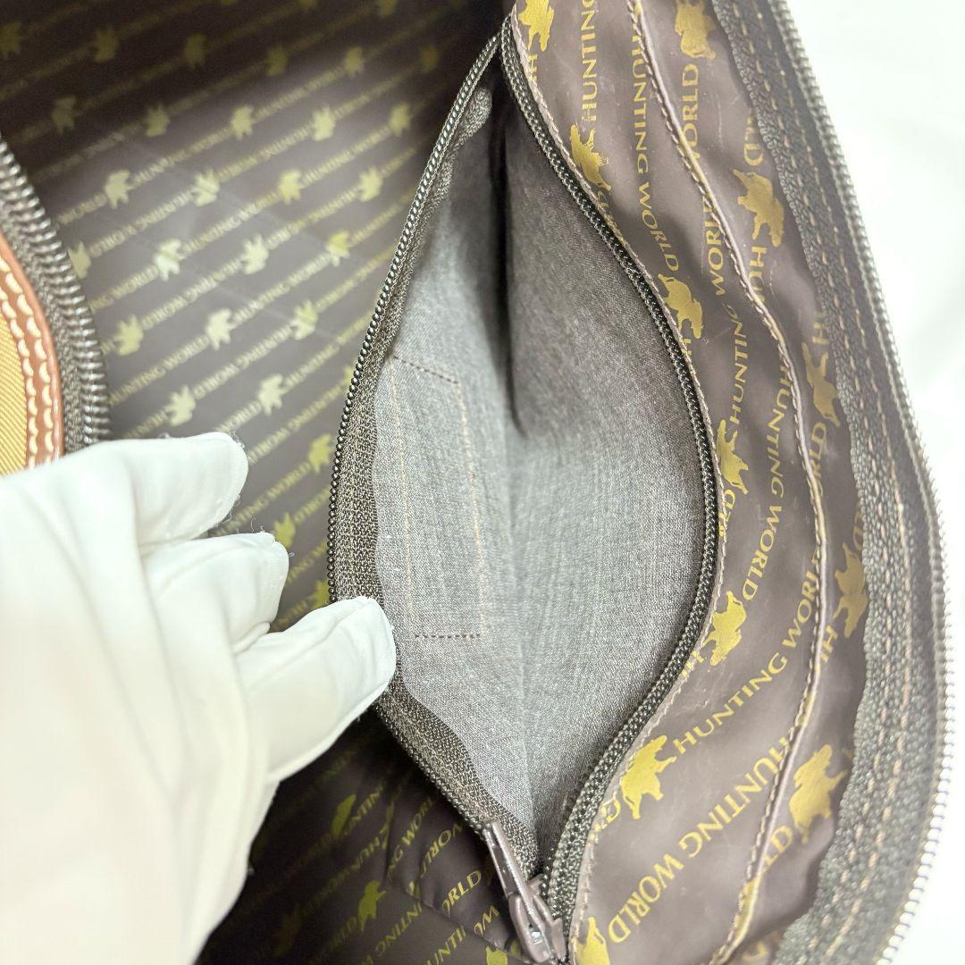 極美品✨ ハンティングワールド サファリ ボストンバッグ 大容量 レザーパッチ