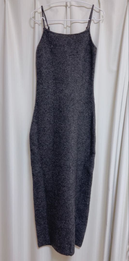 試着のみ anuans カシミヤブレンドキャミソールニットワンピース グレー M