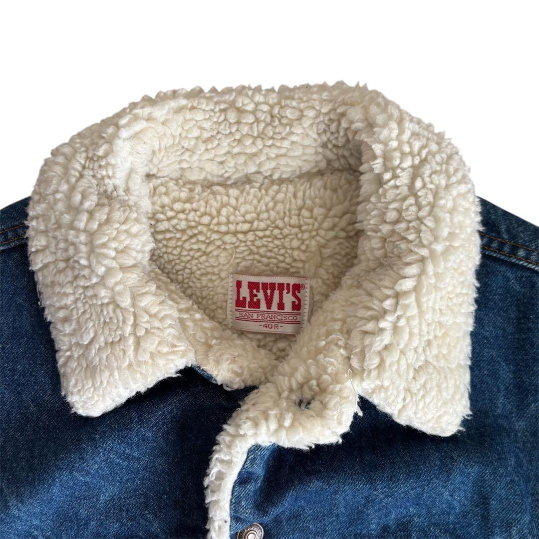 名作 80s Levis ボアデニムジャケット 70608 アメリカ製 濃紺