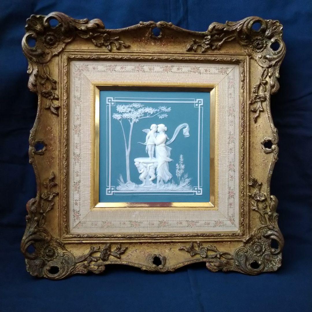 メトラッハ(METTLACH)額装陶板画パテシュールパテ『ニンフとキューピッド』