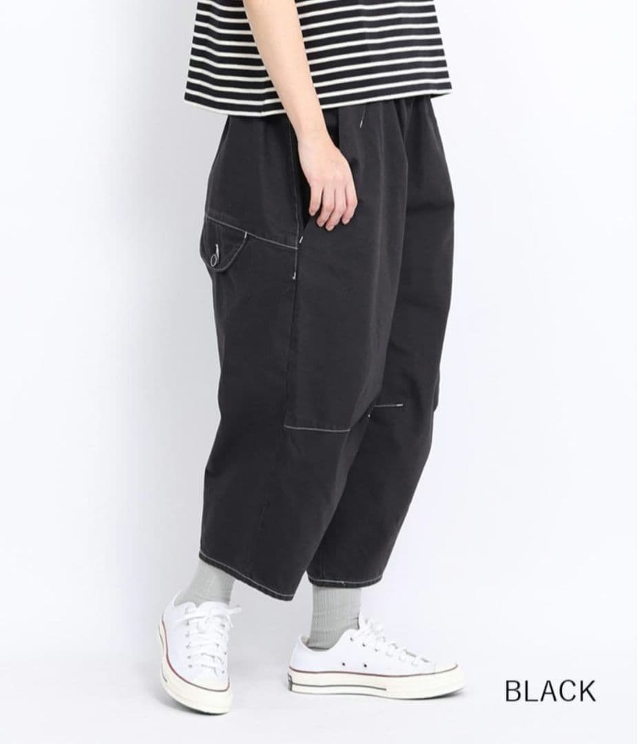 tumuguツムグ 顔料染フレンチドリル ティンカーパンツ ブラック