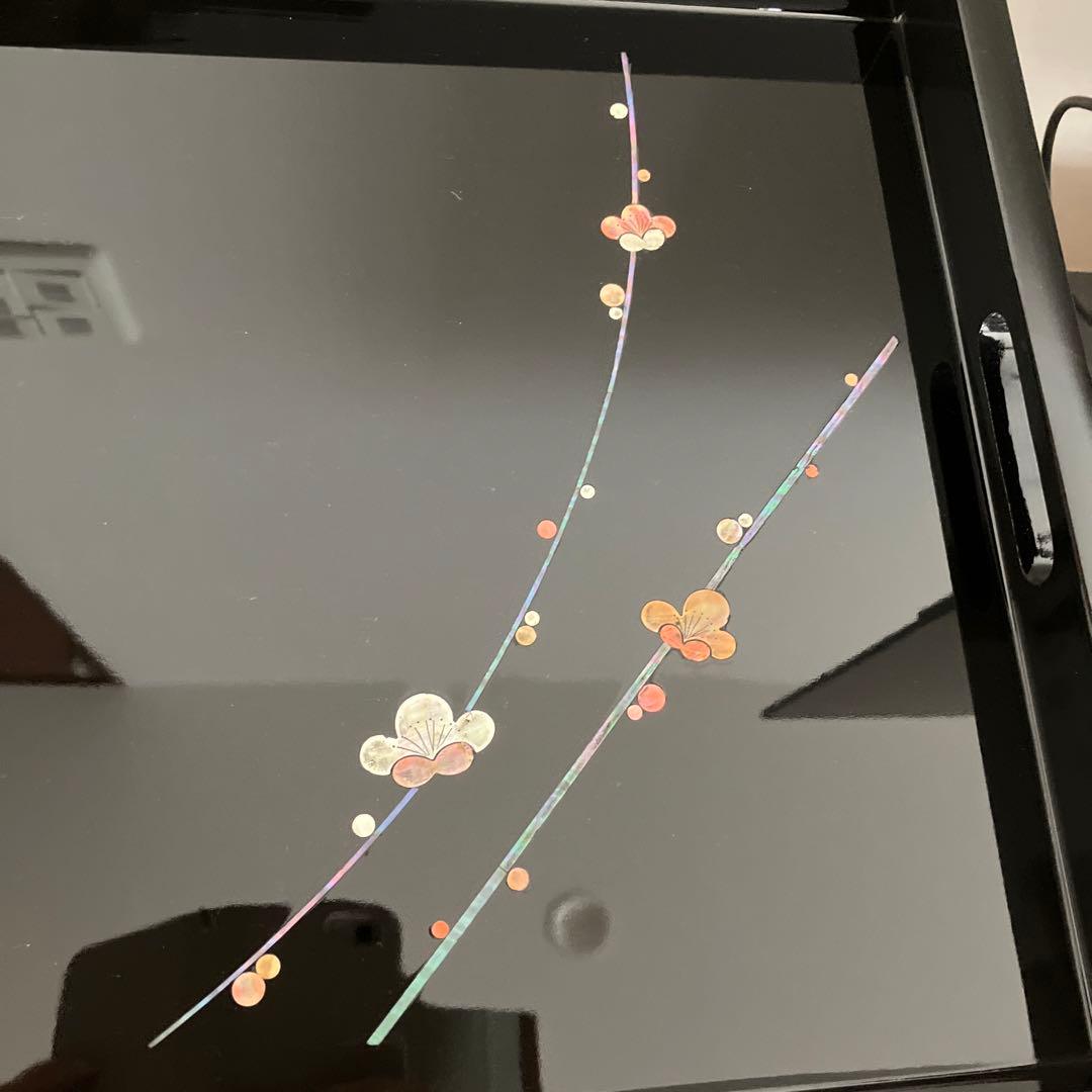 高岡漆器　螺鈿　梅柄　お盆