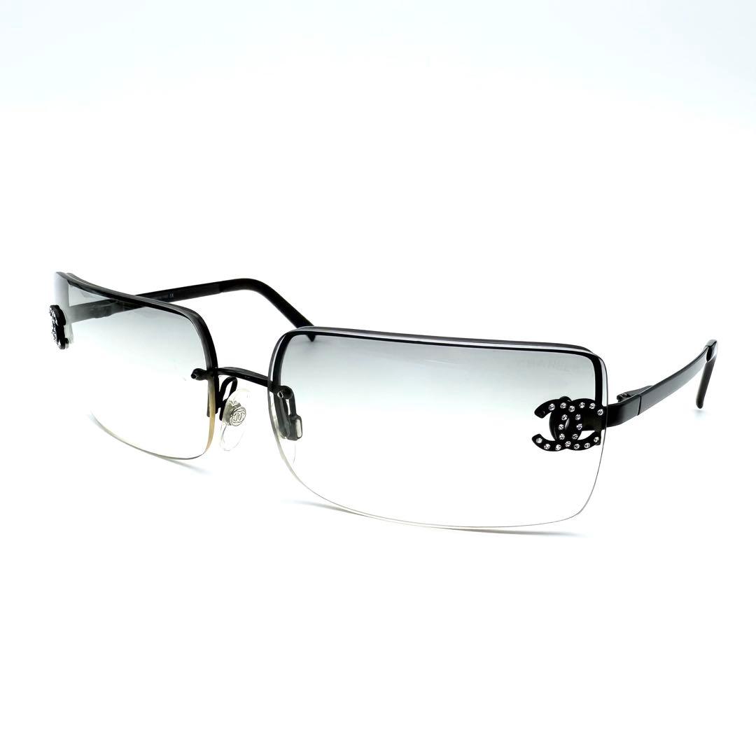 【良品】CHANEL シャネル　ハーフリム　スクエア　サングラス　ココマーク