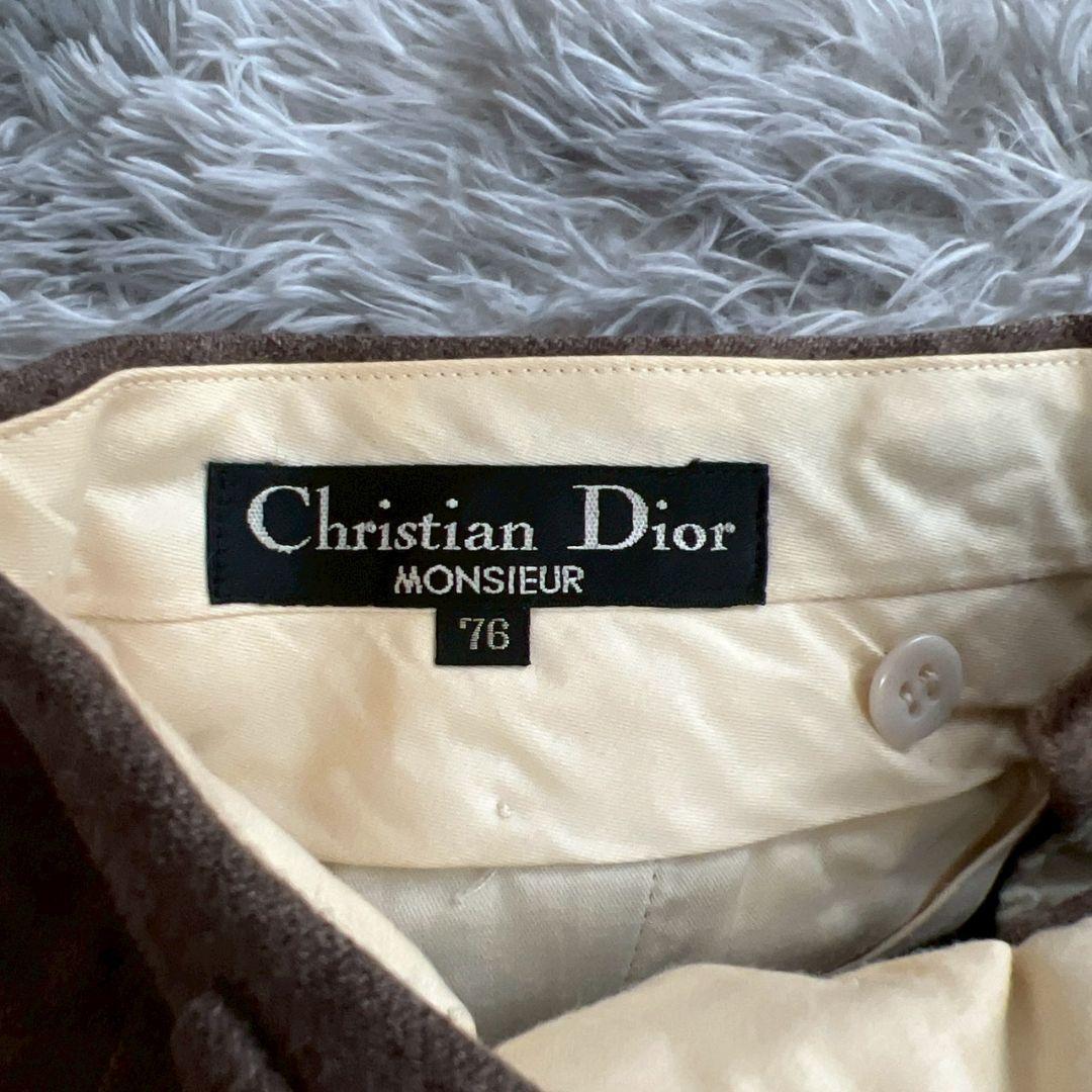美品✨【クリスチャンディオール】ウール ブラウン タック入りスラックス S