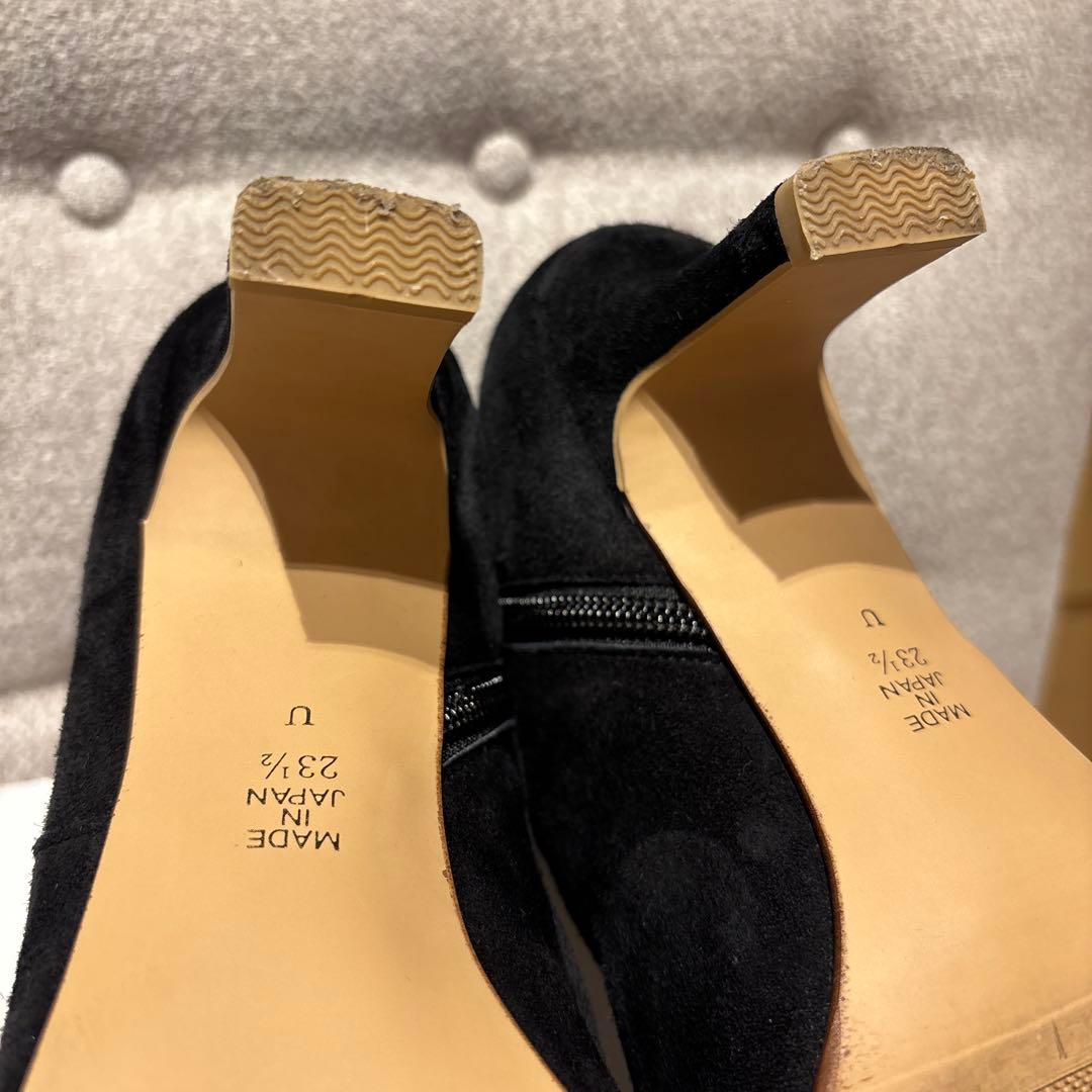 今季新作ダイアナ きれいめシンプルショートブーツ 23.5 黒スエード