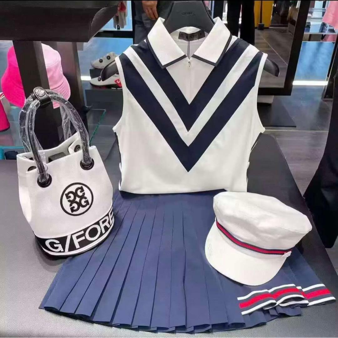 ジーフォア ゴルフレディース ノースリーブ ポロシャツ スカート 上下2点セット