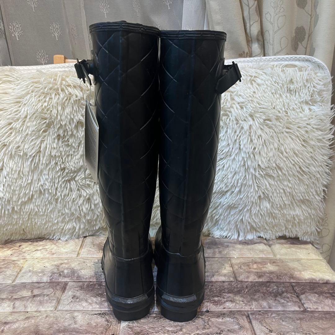 未使用　Barbour キルティング　レインブーツ ブラック サイズ4