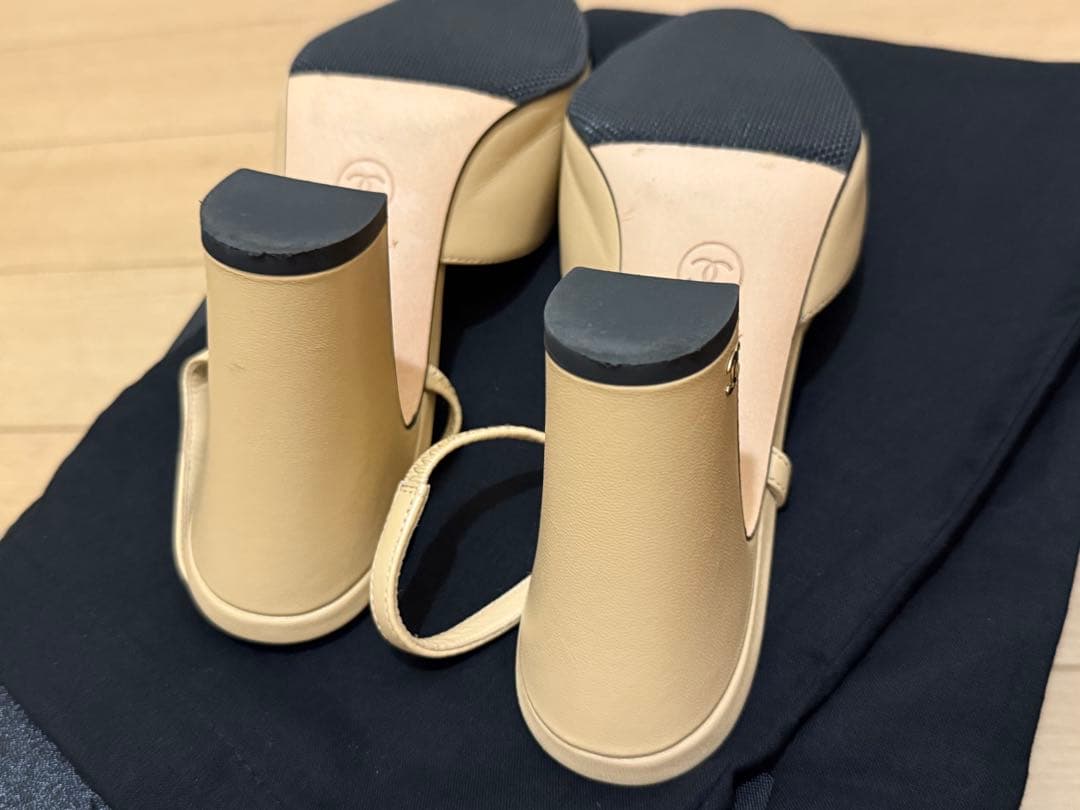 シャネル スリングバック ミュール パンプス バイカラー 36.5サイズ