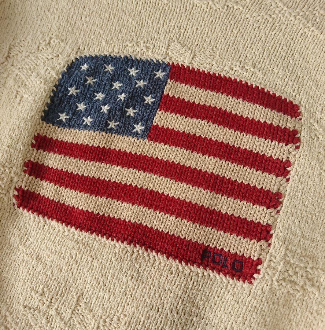 えだまめさん ポロラルフローレン✨ハンドニット 星条旗 コットンニット L