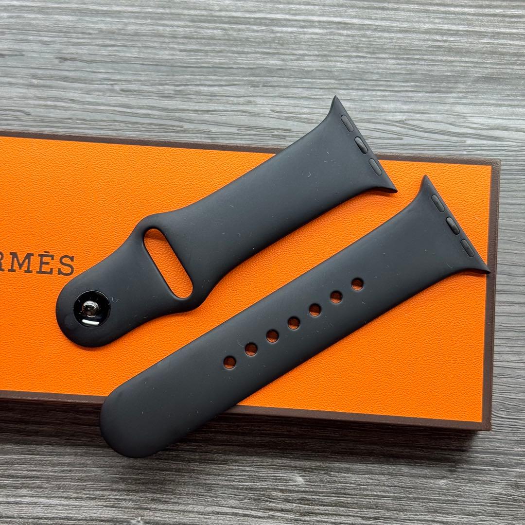 2812 Apple Watch エルメス　ブラック　ラバーバンド　スポーツ