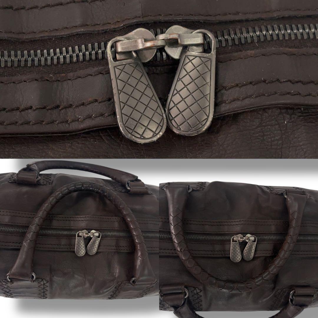 【高級】ボッテガヴェネタ ボストンバッグ イントレチャート レザー ブラウン