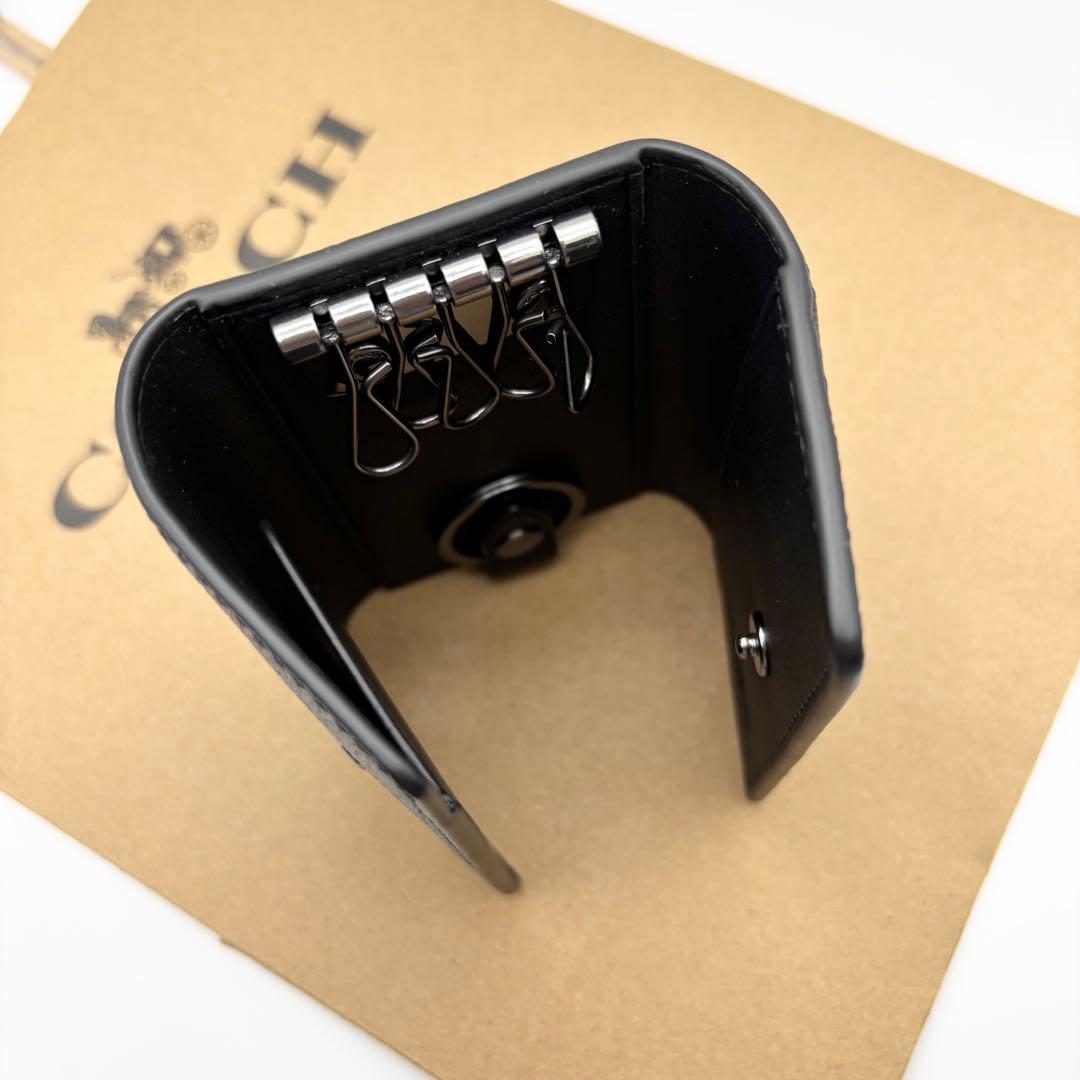 【COACH☆新品】5 リング キーケース シグネチャー キャンバス チャコール