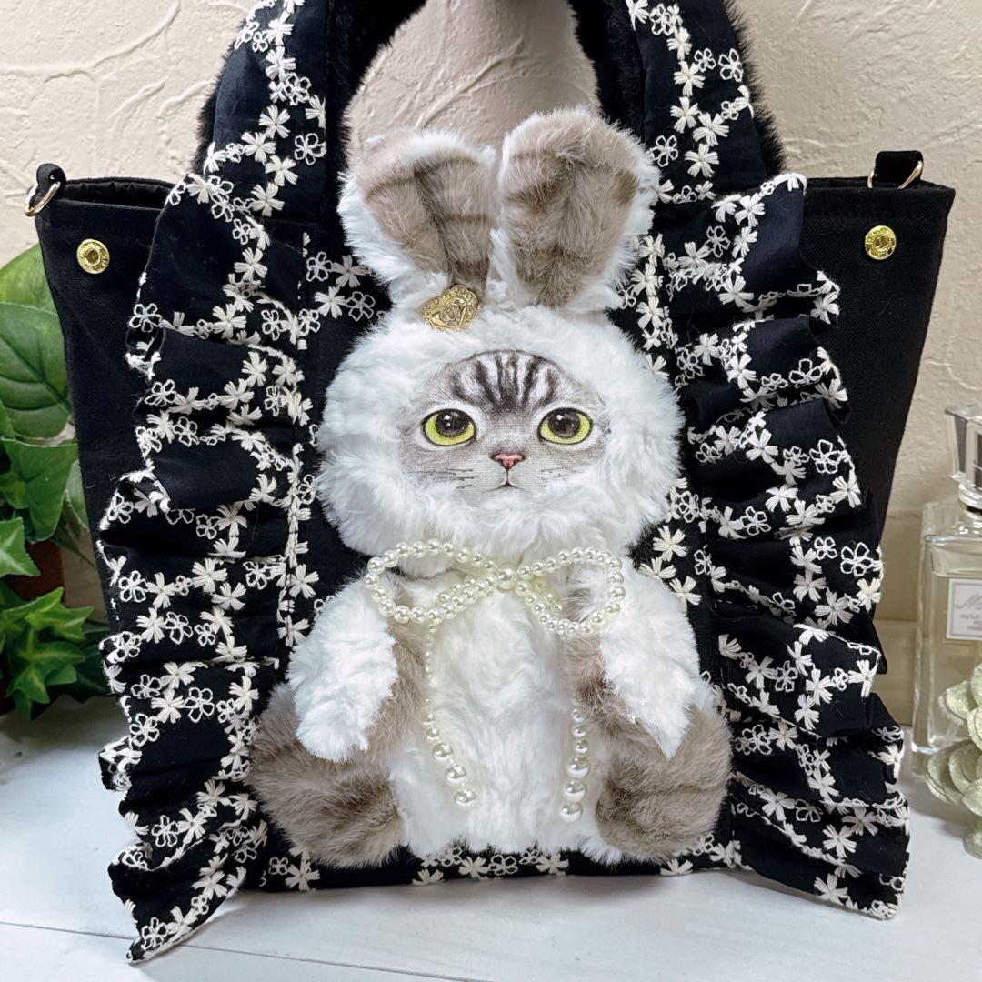 ゆ*ら様 コヤンイサムチョン♡訳あり！さば猫ちゃんの形が変わる帆布＆フリルトート