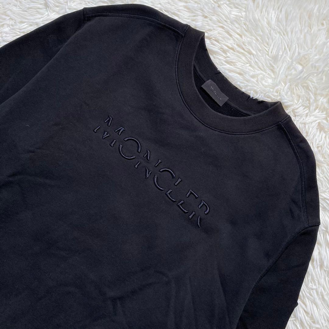 極美品 MONCLER モンクレール ラバーロゴ トレーナー ブラックL