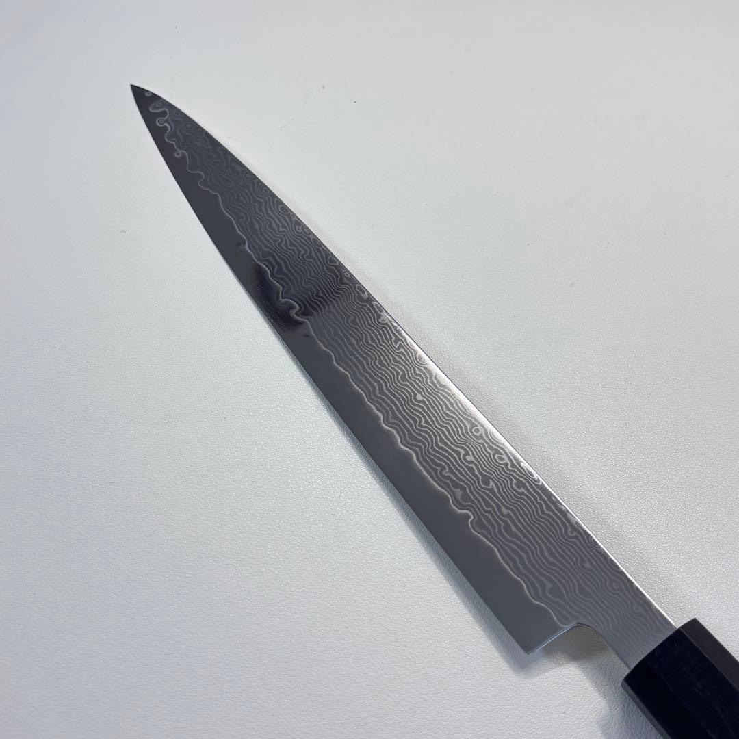 240mm 柳刃包丁 墨流しダマスカス黒檀八角柄　刺身包丁 和包丁︐