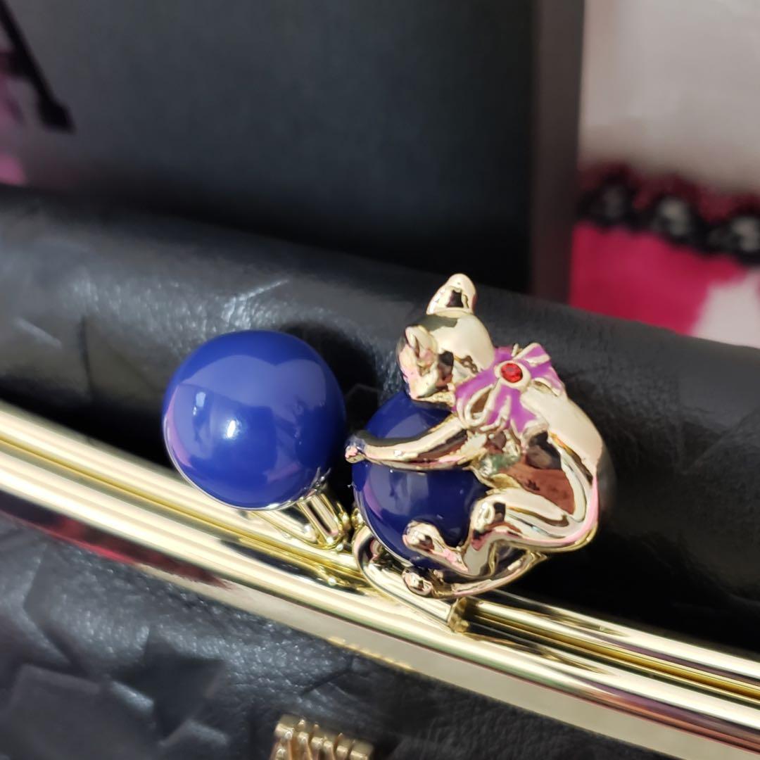 新品アナスイ財布★ANNASUI★猫がま口ねこ長財布