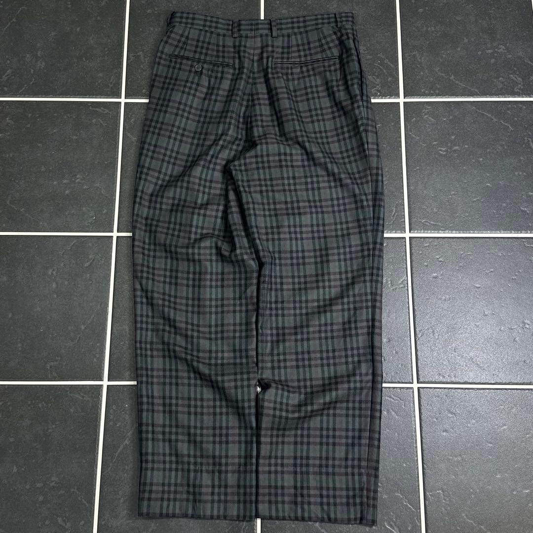 90s vintage【Dior ウールギャバジン　チェック　ワイドスラックス】