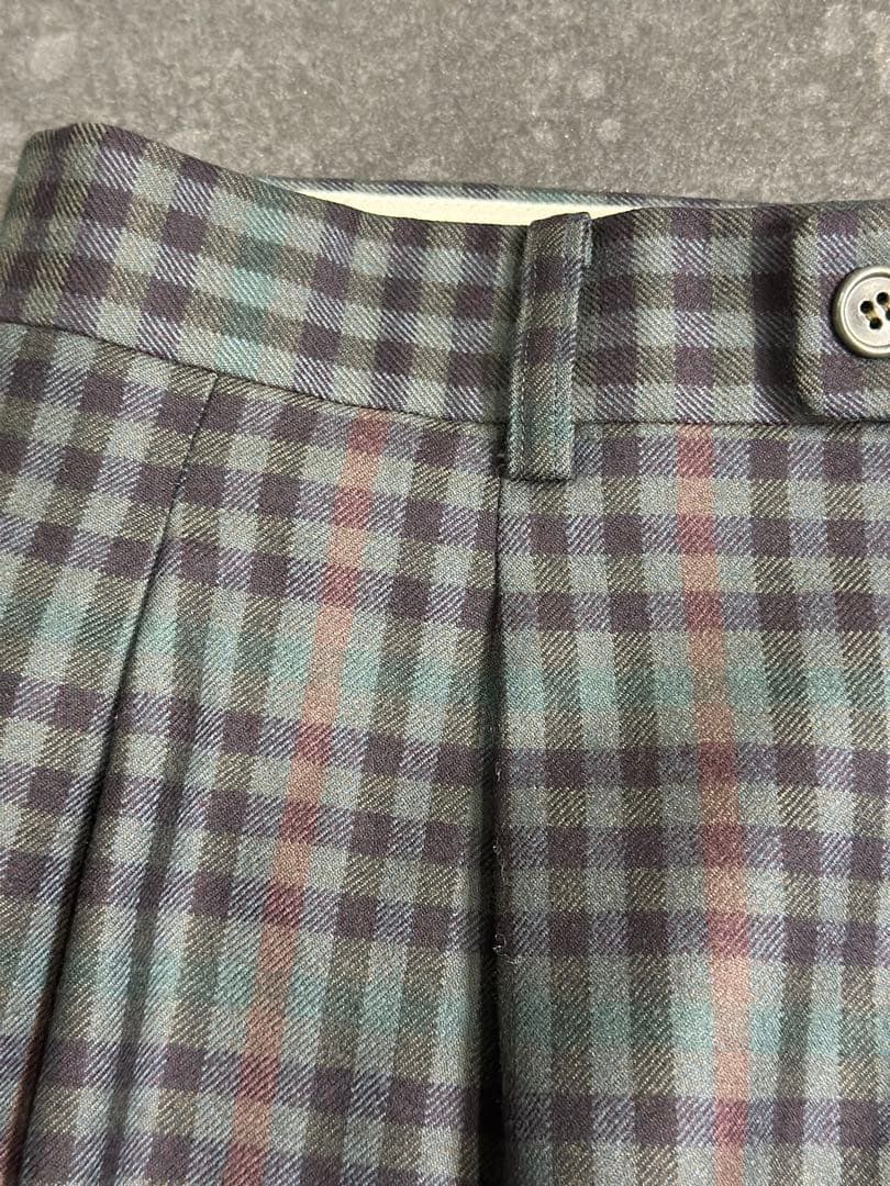 90s vintage【Dior ウールギャバジン　チェック　ワイドスラックス】