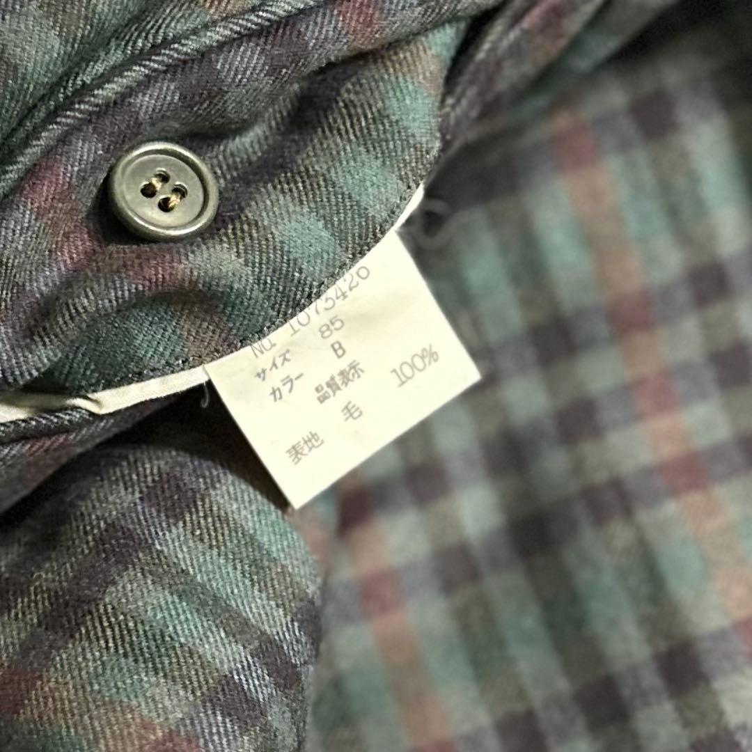 90s vintage【Dior ウールギャバジン　チェック　ワイドスラックス】