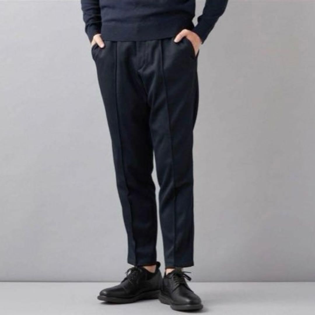 未使用タグ付【金のパジャマスーツ】プレミアムウールジャージセット 紺無地調　M