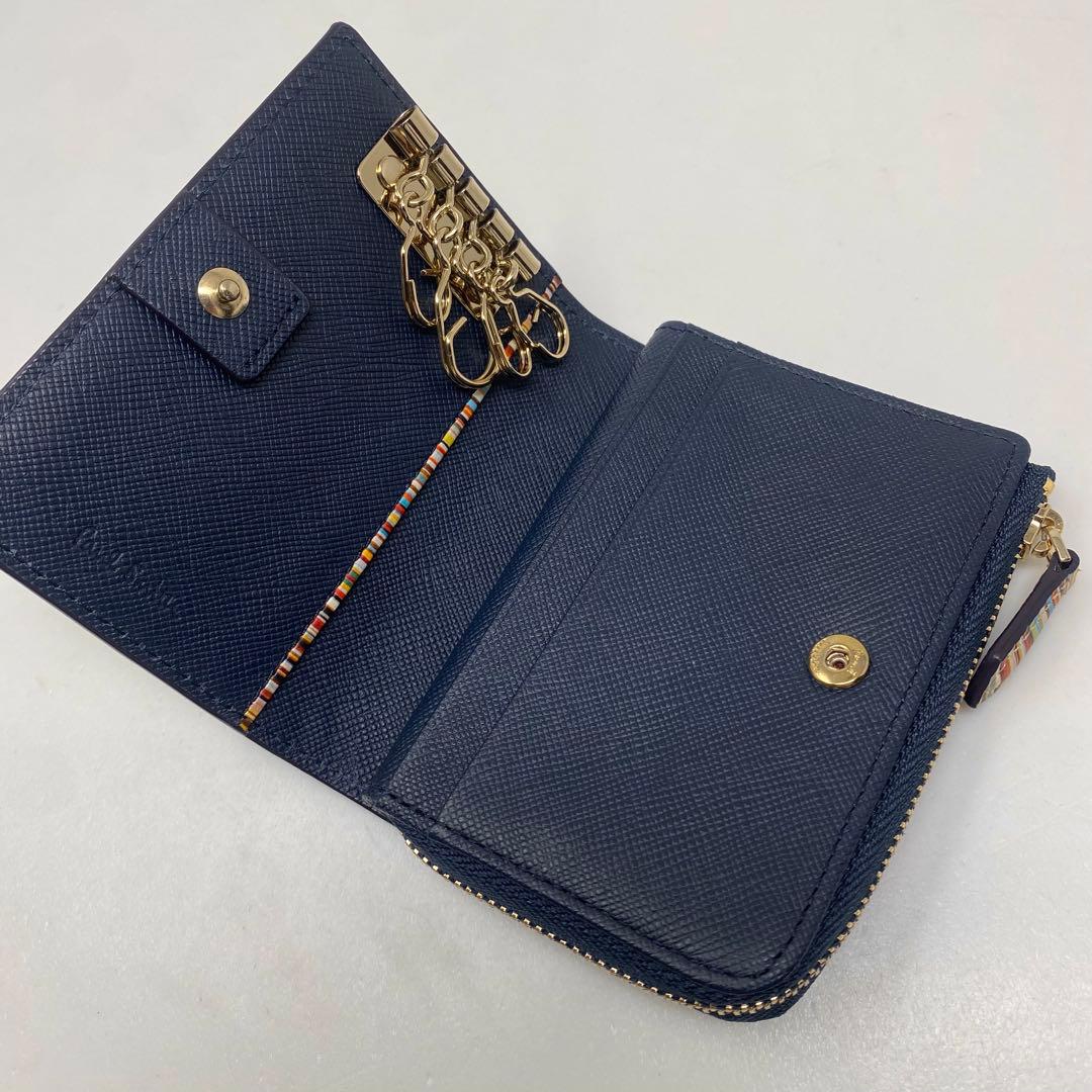 Paul Smith ケース キーケース ジップストローグレイン ネイビー