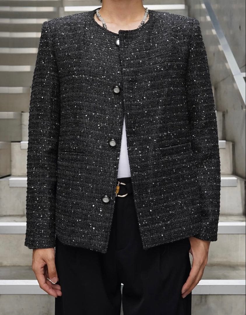 ジャケット・アウター ALUDE no color rainbow lame tweed jacket