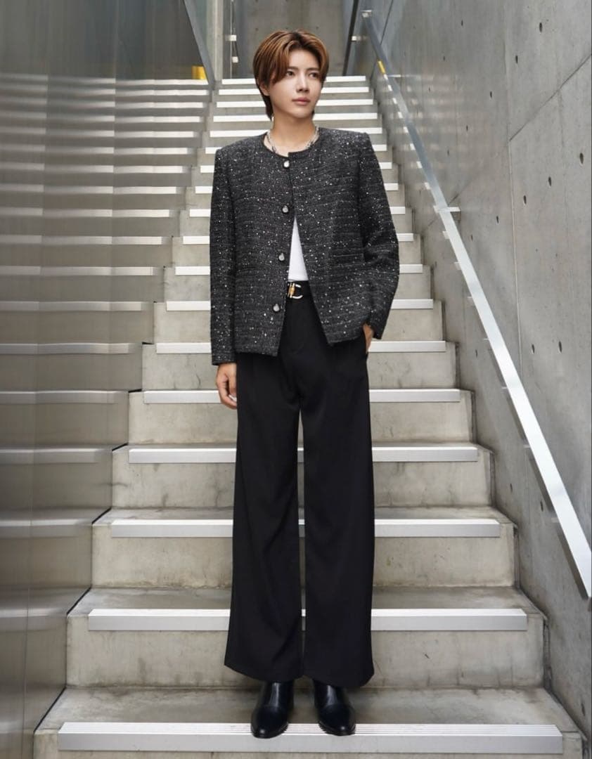 ジャケット・アウター ALUDE no color rainbow lame tweed jacket