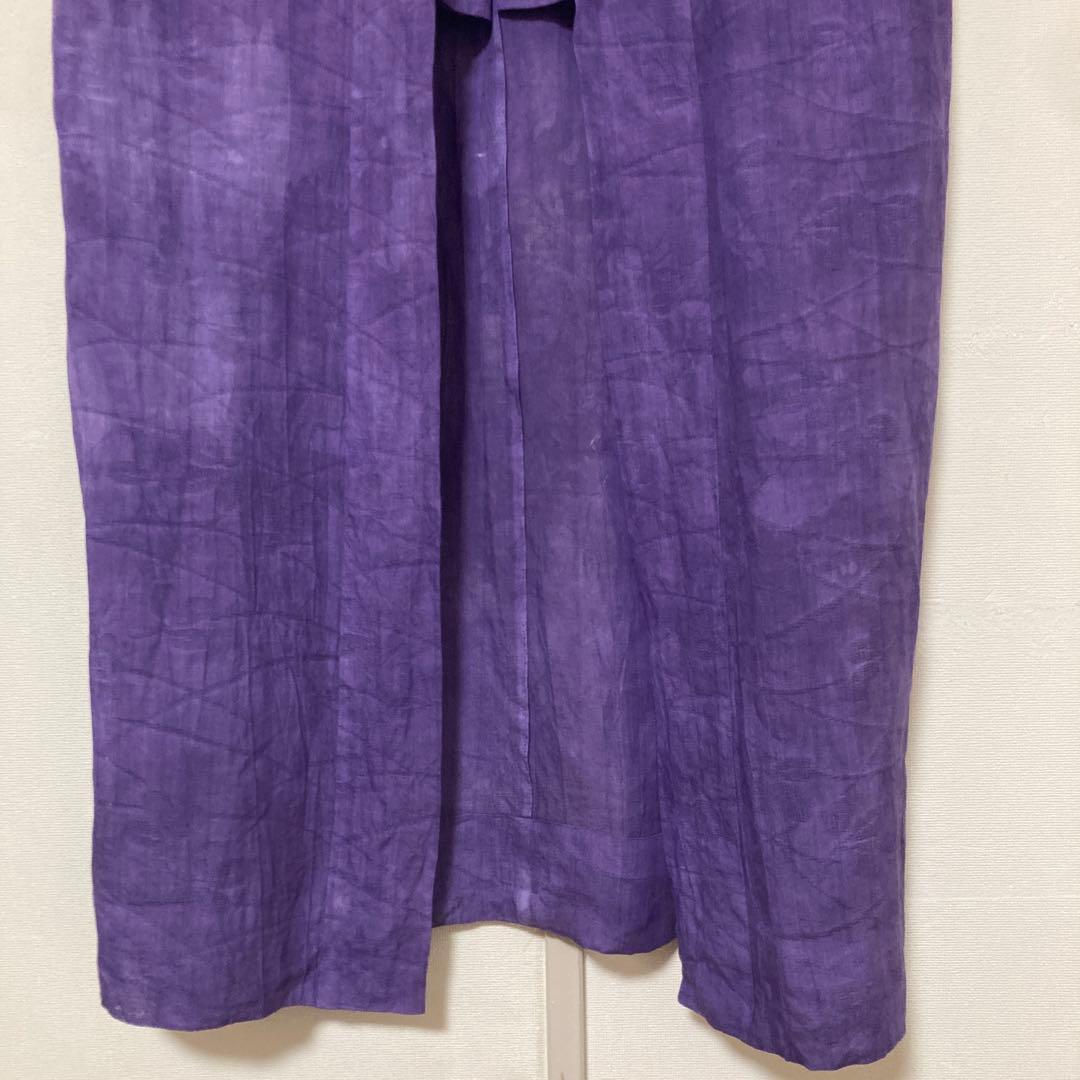 本麻　洗える長襦袢　カラー襦袢　桔梗色　紫　リサイクル　夏襦袢　管理tn