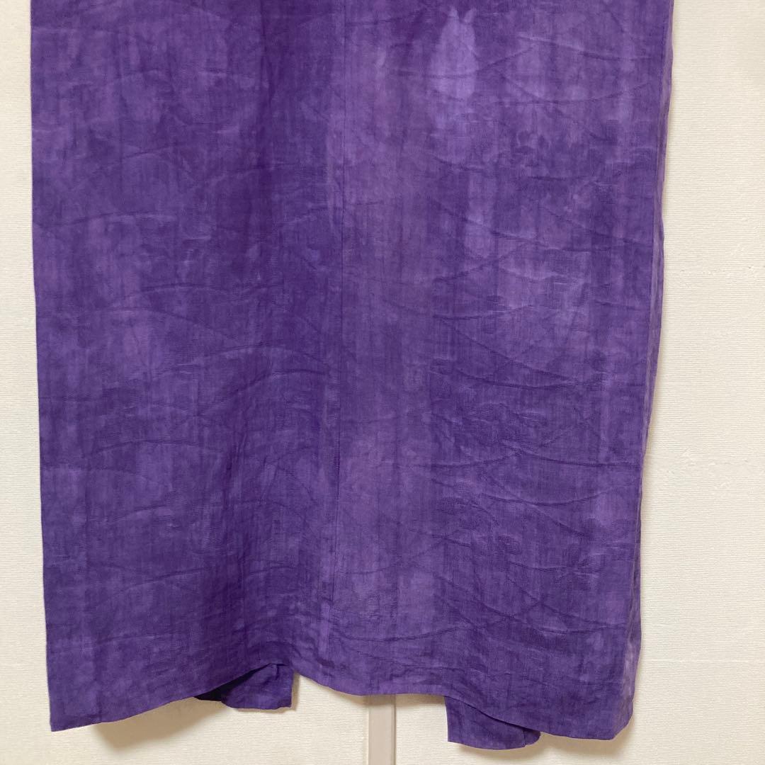 本麻　洗える長襦袢　カラー襦袢　桔梗色　紫　リサイクル　夏襦袢　管理tn