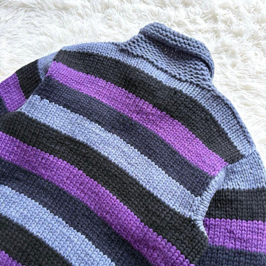 カナディアンセーター カウチンセーター ニット ボーダー柄 ジップアップ ウール