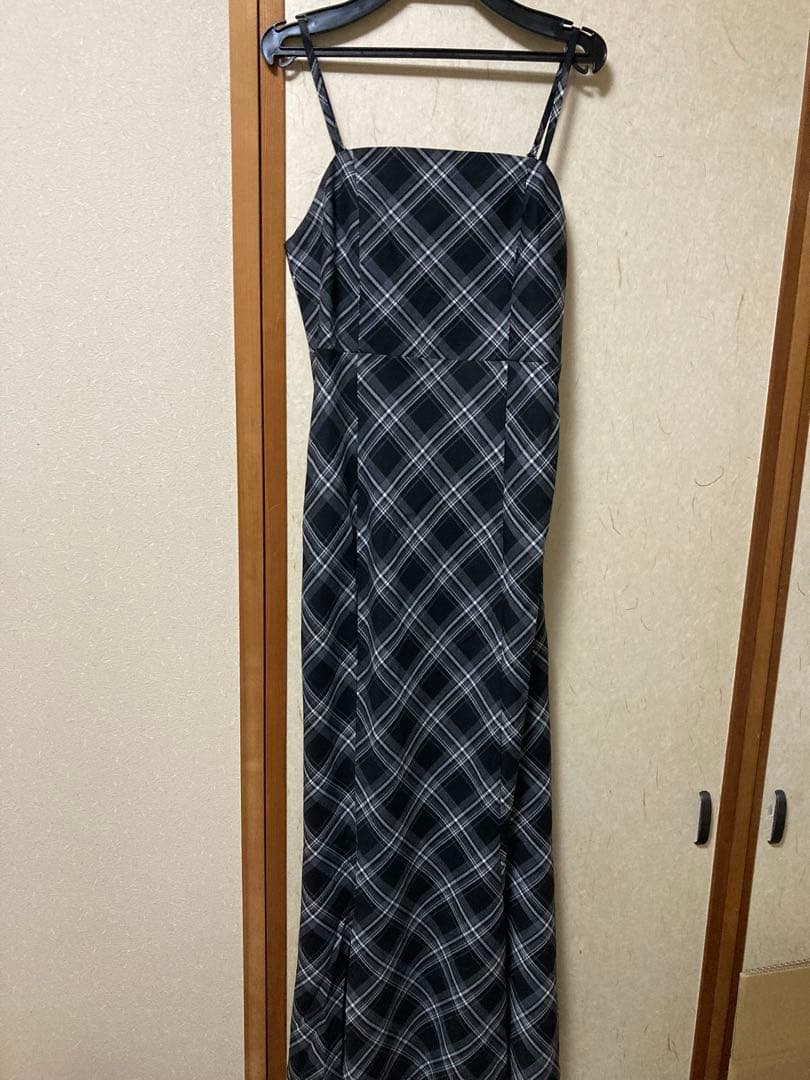 INGNI シャギーニットボレロ＋マーメイドワンピースセット 黒チェック