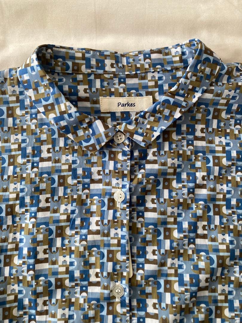 新品！Parkes 幾何学模様 コットン長袖シャツ　リバティ