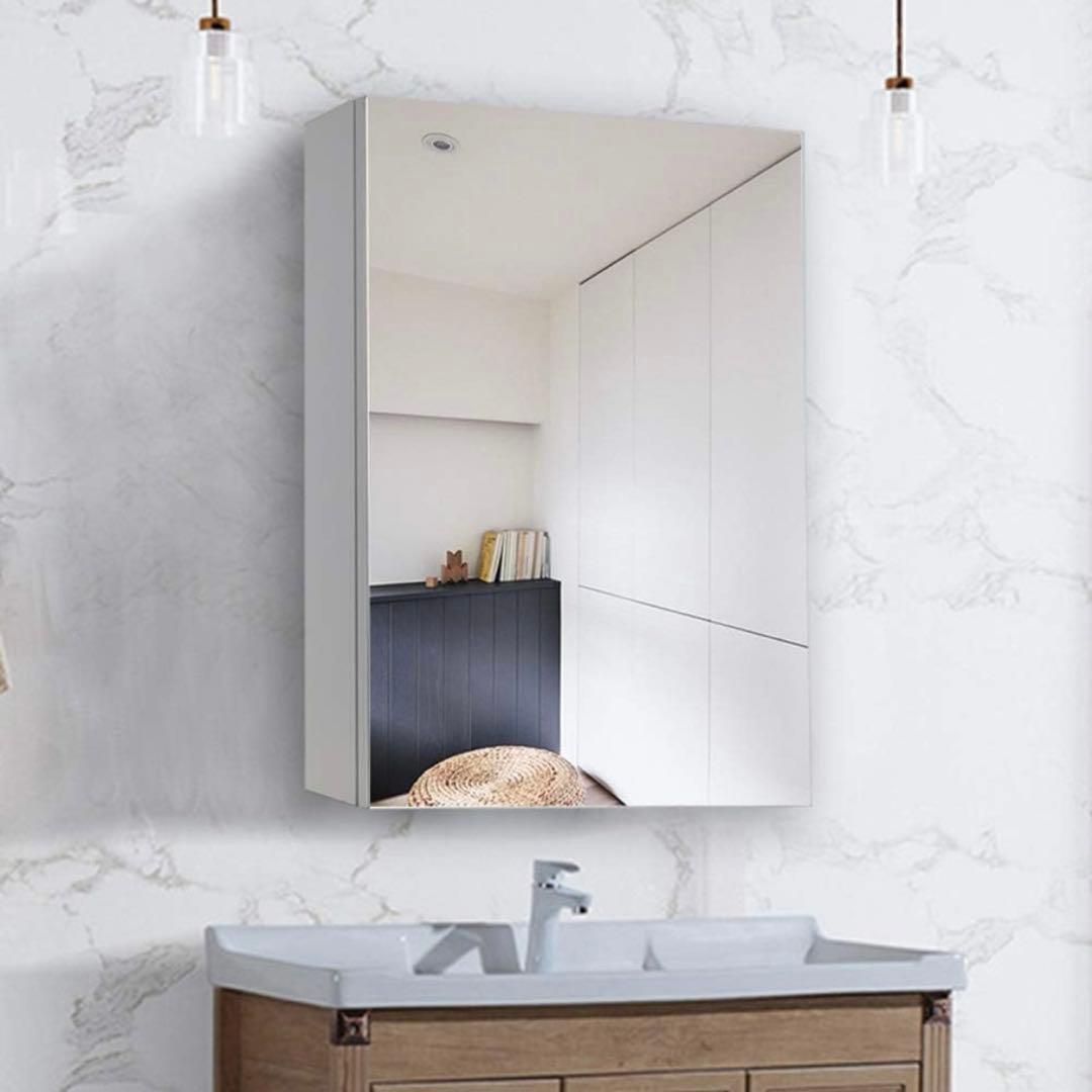 ミラーキャビネット キャビネット 50x60CM ホワイトオーク 洗面鏡 浴室鏡