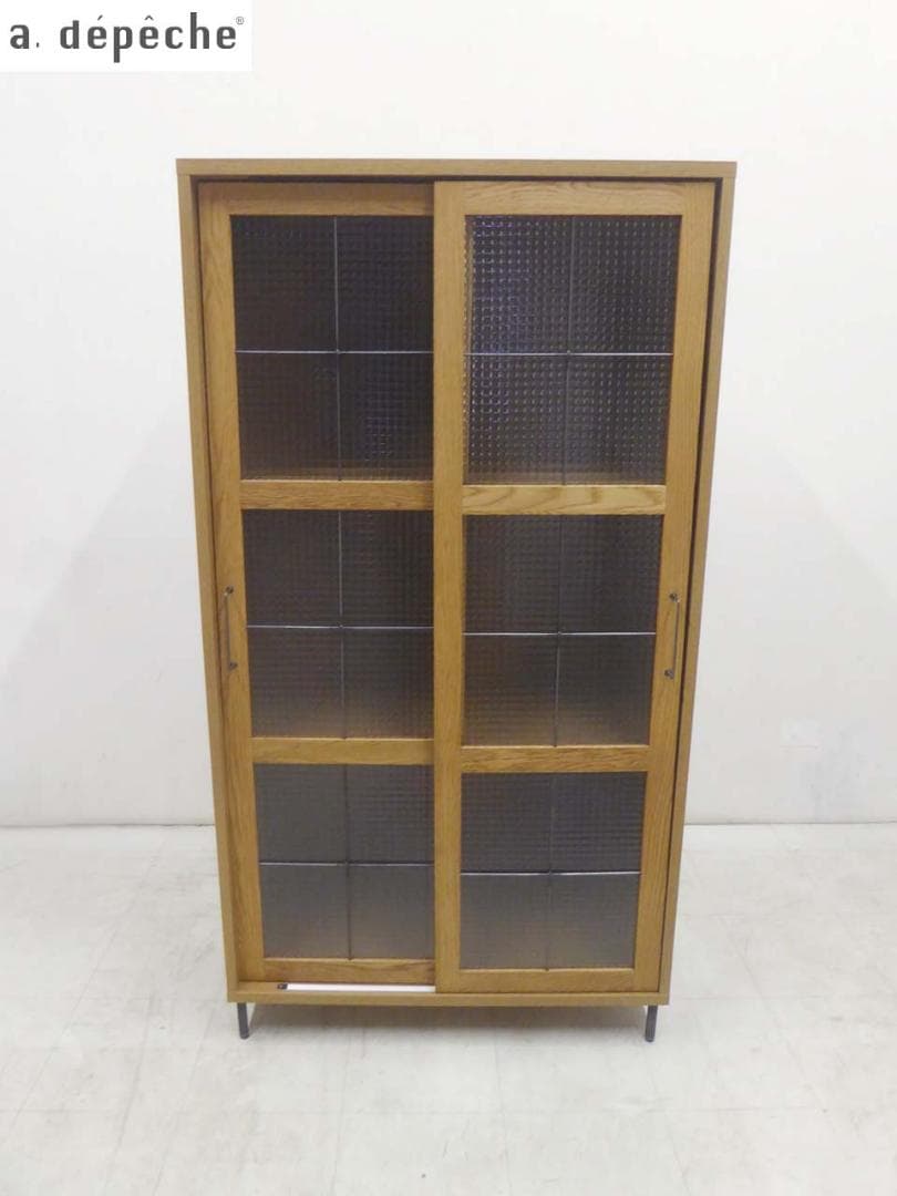 ■adepeche アデペシュ■カデル スライドガラスキャビネット 収納 食器棚