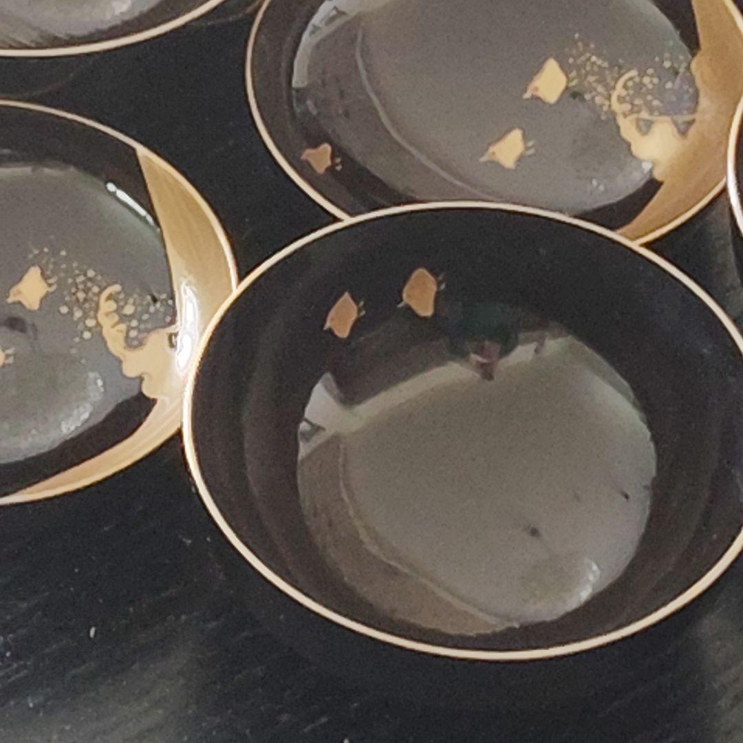 明治 骨董 輪島塗 木製 金蒔絵 波 千鳥 蓋付 吸物椀 アンティーク 元箱蓋無