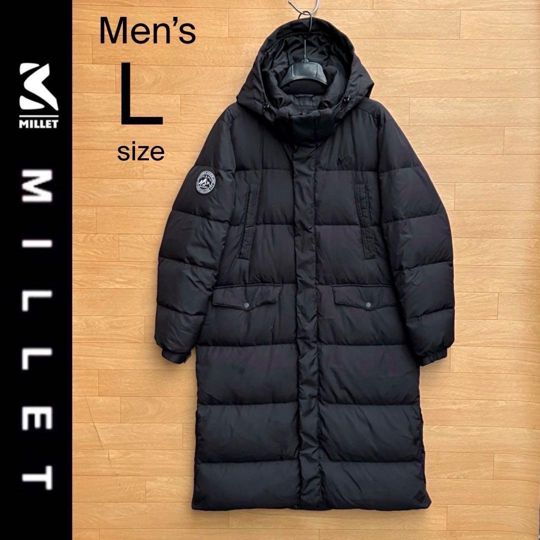 美品 L ミレー ダウンコート ロングダウンジャケット 黒 ダウン ベンチコート