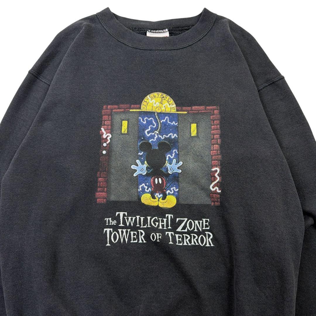 90s Disney タワーオブテラー ミッキー スウェット フェード 黒