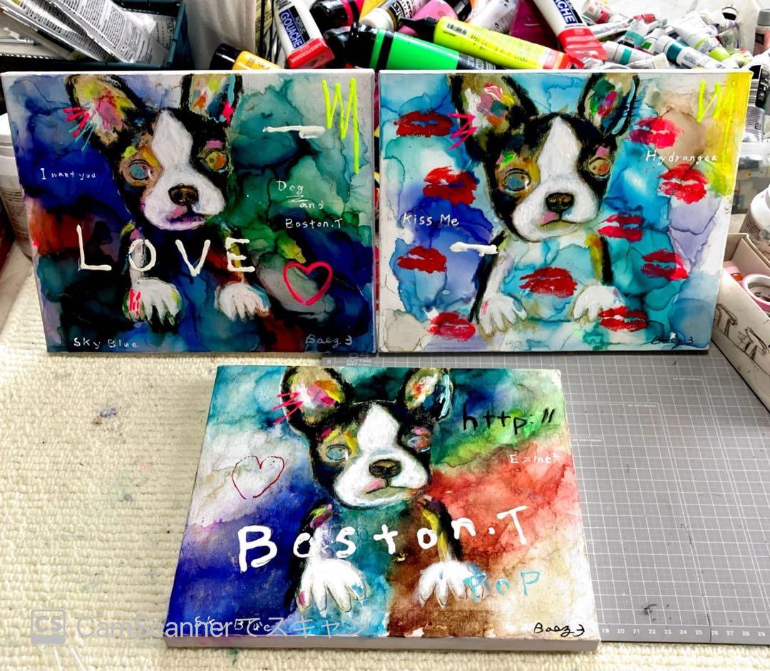 【北村直登　にKISS ME】ボストンテリア　キャンバスF3号　BAEZ3